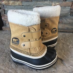 SOREL Toddler Black/Brown Winter Snow Velcro Boots